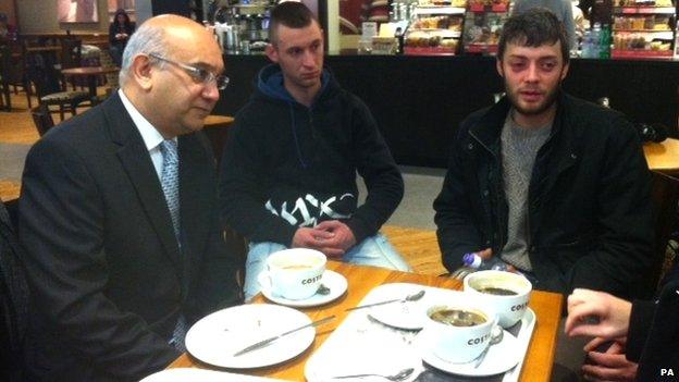 Keith Vaz meets arrivals at Luton Airport