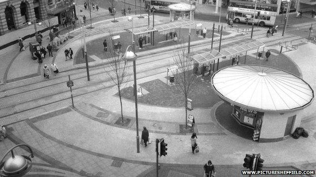 Tram lines in Sheffield