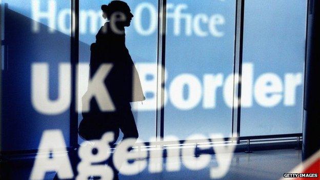 Woman walking through customs