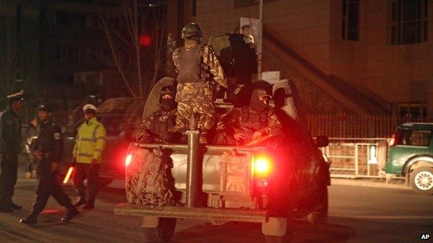 Afghan security forces at the Serena Hotel. Photo: 20 March 2014