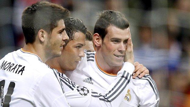 Gareth Bale (right) with Cristiano Ronaldo and Alvaro Morata