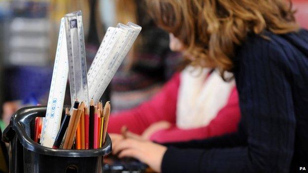 School children at work in a classroom