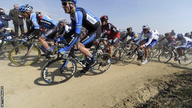 Riders in the 2013 Paris-Roubaix