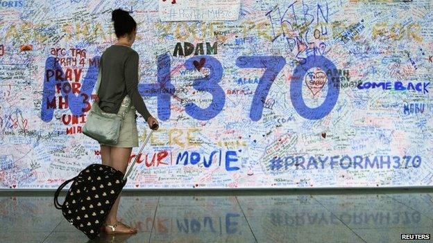 Messages for flight MH370 at Kuala Lumpur International Airport