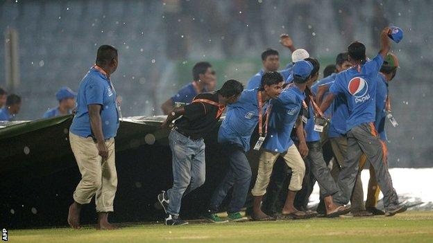 Groundstaff battle with the storm in Chittagong