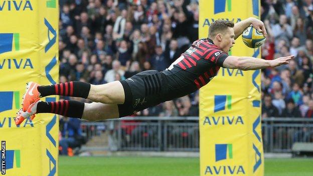 Chris Ashton swallow dive opens Saracens scoring