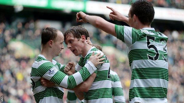 Celtic players celebrating