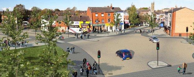 Artist's impression of junction connecting Market Street to Asda