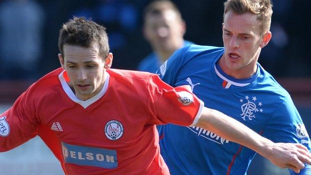 Brechin's Craig Molloy and Rangers' Dean Shiels