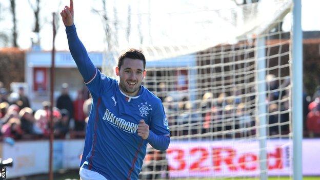 Nicky Clark celebrates Rangers' winner as they defeat Brechin City 2-1