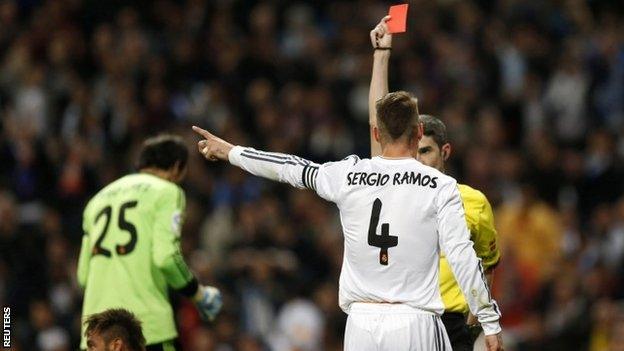 Sergio Ramos is sent off