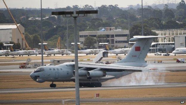 A Chinese IL-76 plane searching for the missing Malaysia Airlines Flight MH370