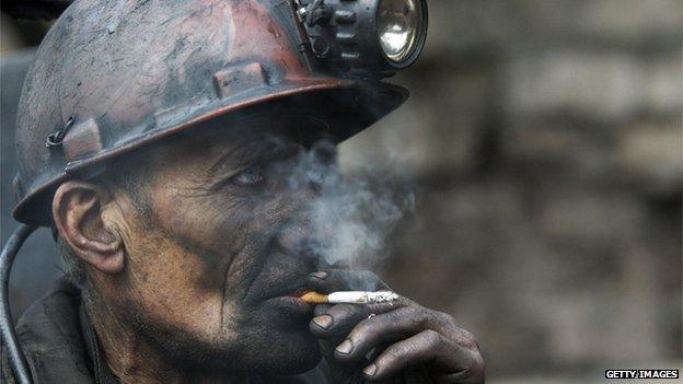 A miner in Donetsk