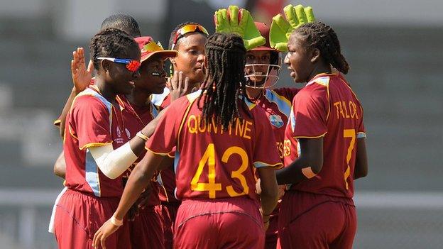 West Indies celebrate a wicket