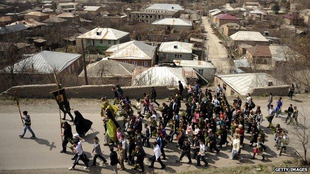 Palm Sunday procession in Tskhinvali, capital of the breakaway Georgian region of South Ossetia (file photo 2012)