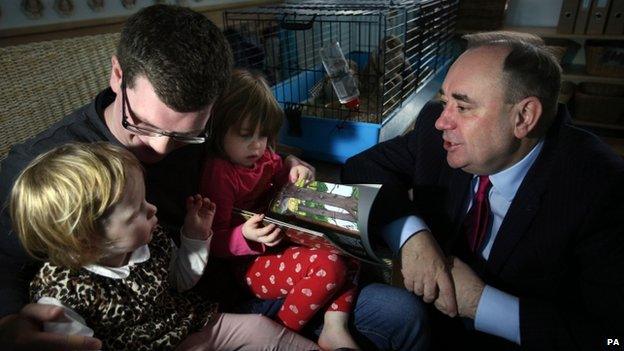 Alex Salmond at an Edinburgh nursery