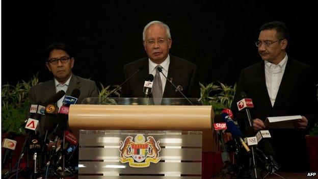 Malaysian Prime Minister Najib Razak at news conference