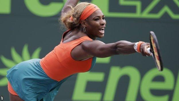 Serena Williams in action at the Sony Open