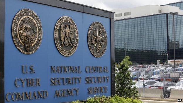 Photo taken 6 June 2013 showing a sign outside the National Security Administration (NSA) campus in Fort Meade, Md.