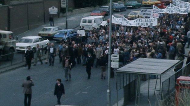 Chatham dockyard protest march