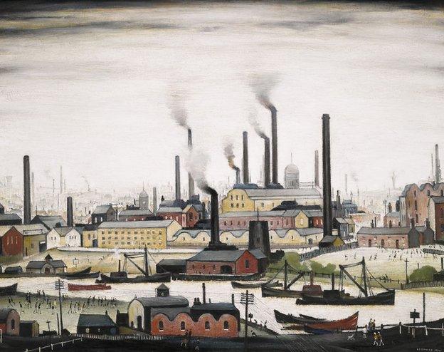 A River Bank by LS Lowry