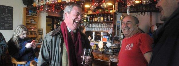 Nigel Farage in a pub