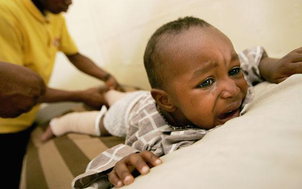 Boy with polio in Nigeria hospital