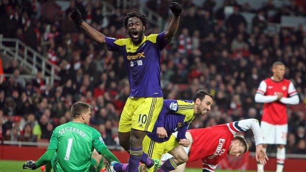 Bony moments after scoring against Arsenal