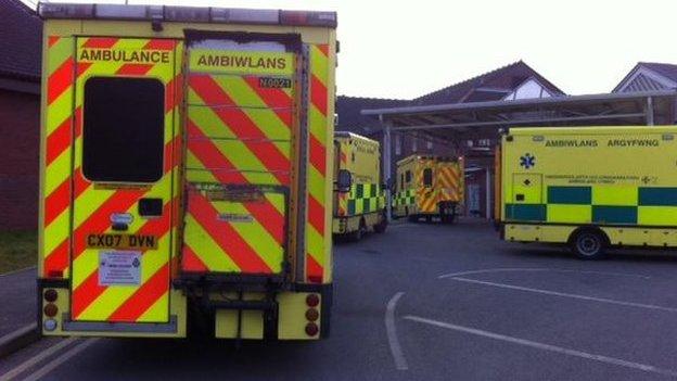 Ambulances at Wrexham Maelor Hospital