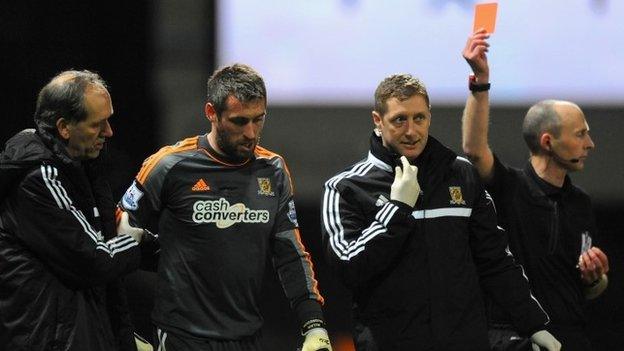 Allan McGregor walks off at Upton Park