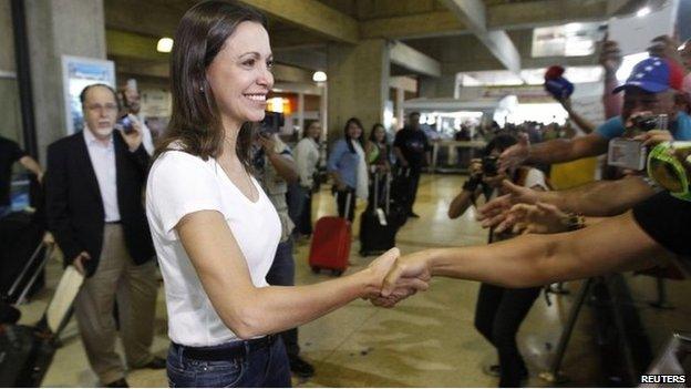 Maria Corina Machado back in Caracas