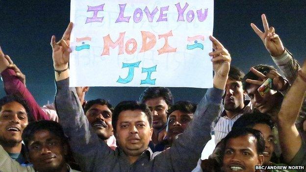 Modi supporters at Delhi rally, 26 March 2014