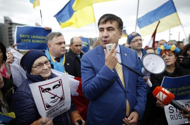 Former Georgian President Mikheil Saakashvili at a pro-Ukrainian rally in Dublin, 6 March