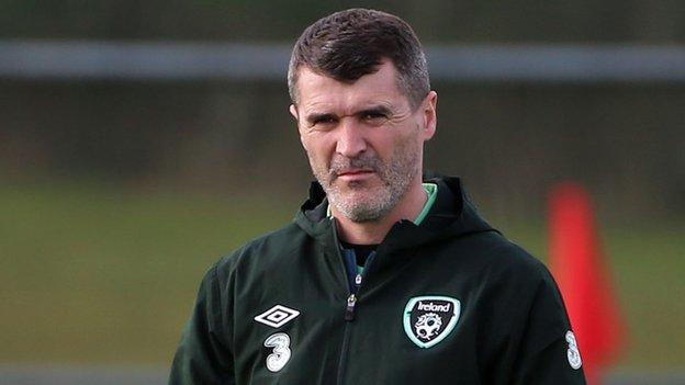 Republic of Ireland assistant manager Roy Keane during a training session in Dublin