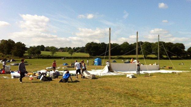 Marquee being dismantled