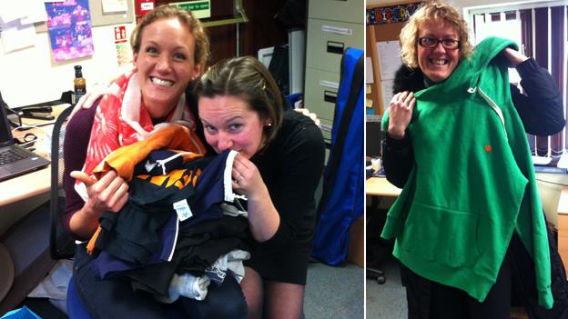 Suffolk Family Carers with clothes given by Ed Sheeran