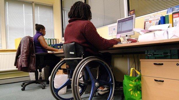 Man with disabilities at work