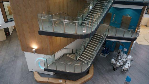 The atrium of the new Brunel building