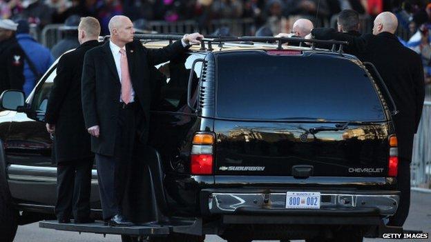 Agents, shown in a presidential motorcade in January 2013, are entrusted with the president's life