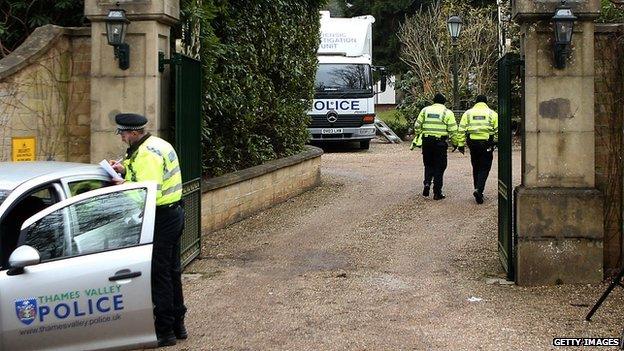 Police at the home of Russian tycoon Boris Berezovsky