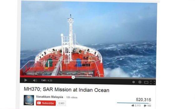 A still from one of the videos on YouTube claiming to be related to the MH370 search