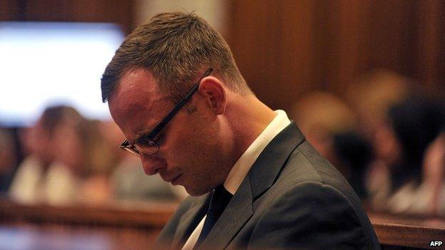 Oscar Pistorius cries during day 14 of his murder trial