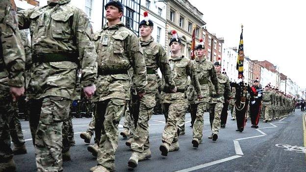 Soldiers marching