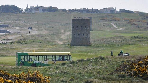 Guernsey bus driving along L'Ancresse road