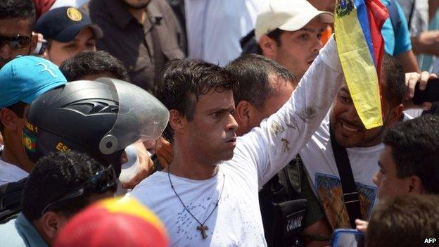 Leopoldo Lopez's arrest 18 Feb 2014