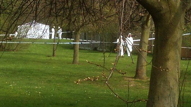 Police forensic team at Lower Castle Park