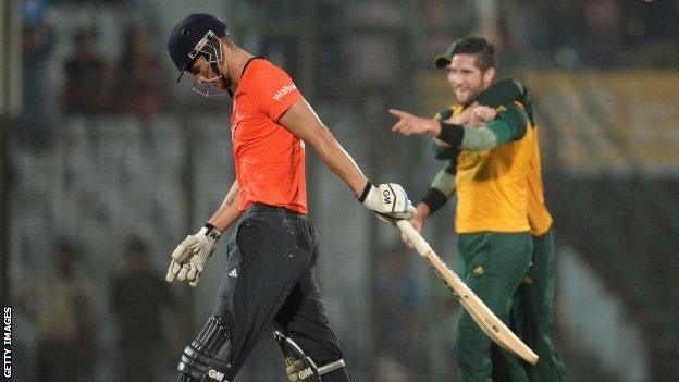 Alex Hales trudges off