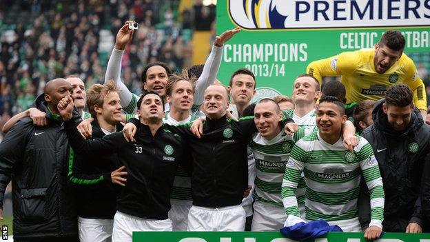 Celtic players on the pitch after the Ross County game