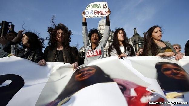 Demonstrators gathered in Parliament Square on Saturday