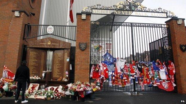 Hillsborough memorial and Shankly Gates, Anfield Stadium